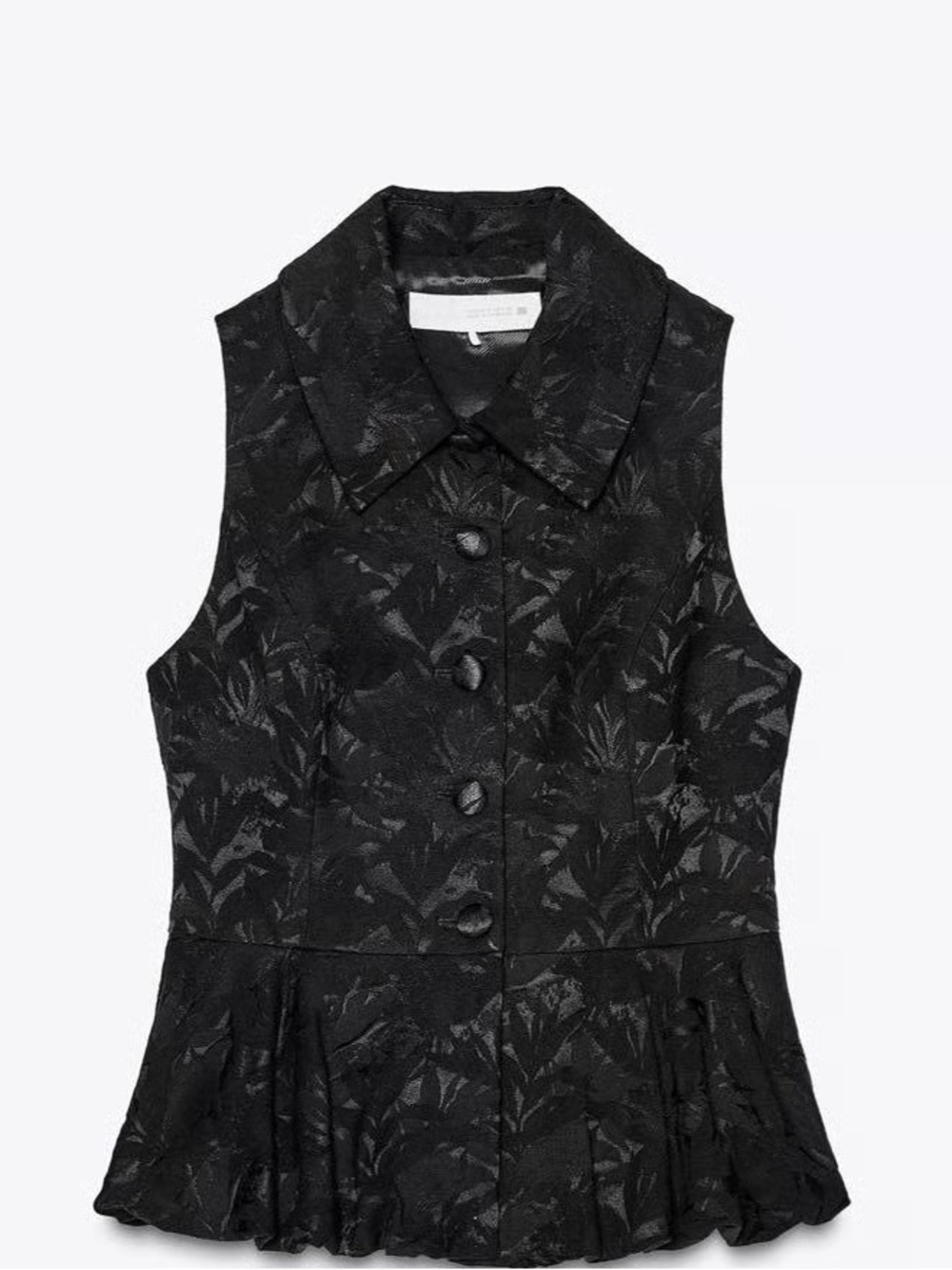 Zara black jacquard peplum vest top